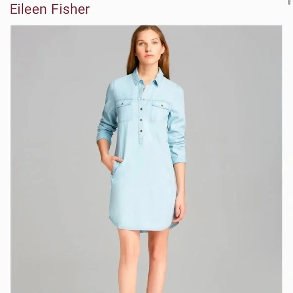 Eileen Fisher | Dresses | Eileen Fisher Denim Shirt Dress Light Denim |  Poshmark